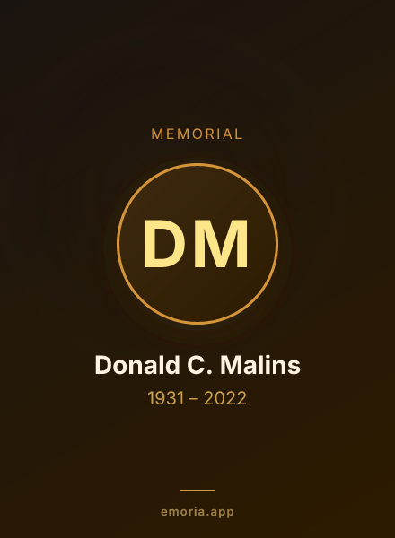Memorial portrait of Donald C. Malins