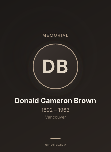 Memorial portrait of Donald Cameron Brown