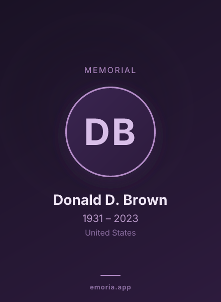 Memorial portrait of Donald D. Brown