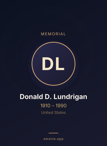 Memorial portrait of Donald D. Lundrigan