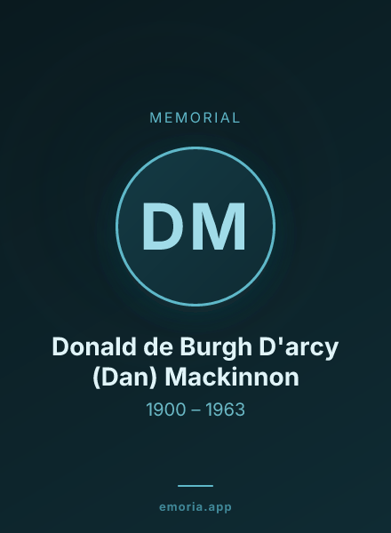 Memorial portrait of Donald de Burgh D'arcy (Dan) Mackinnon