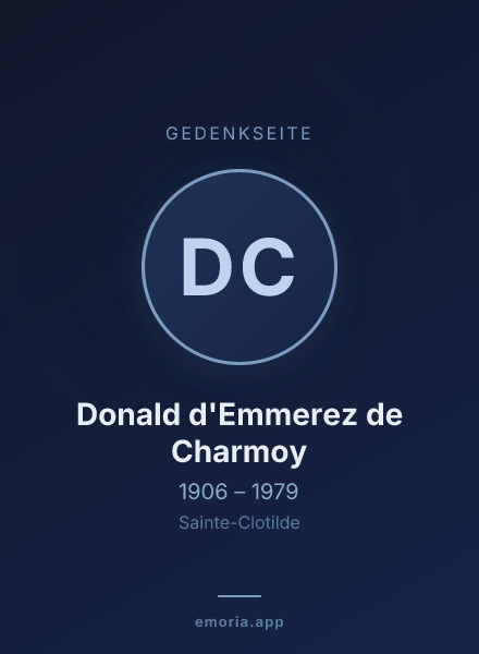 Gedenkportrait von Donald d'Emmerez de Charmoy