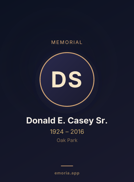 Memorial portrait of Donald E. Casey Sr.