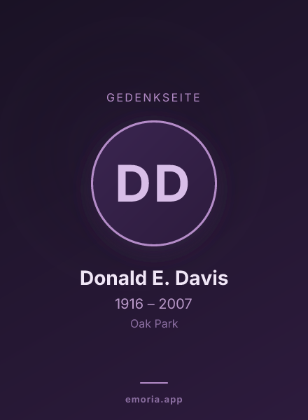 Gedenkportrait von Donald E. Davis