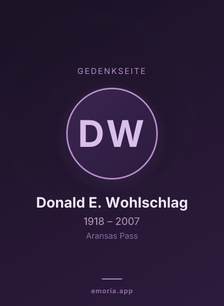 Gedenkportrait von Donald E. Wohlschlag