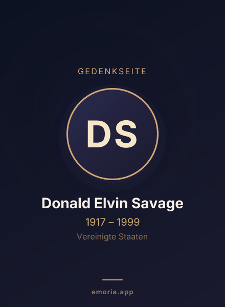 Gedenkportrait von Donald Elvin Savage