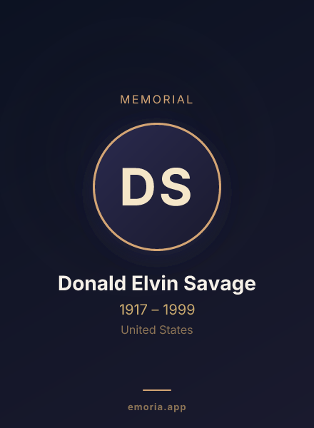 Memorial portrait of Donald Elvin Savage