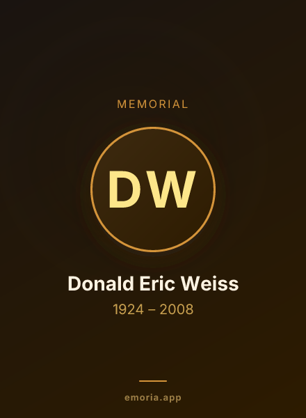 Memorial portrait of Donald Eric Weiss