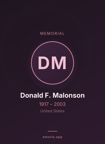 Memorial portrait of Donald F. Malonson