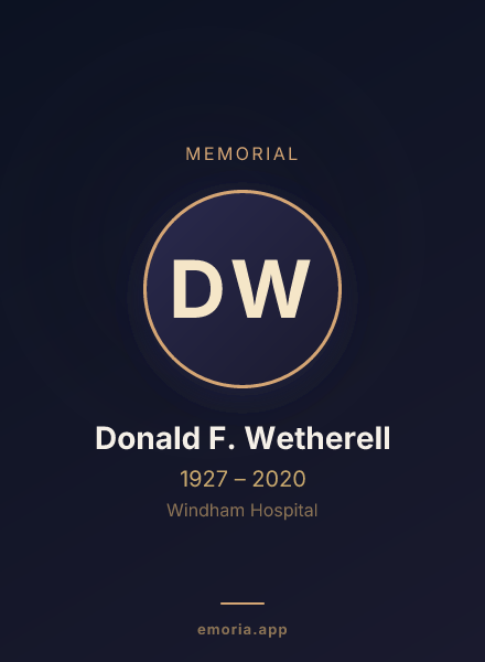 Memorial portrait of Donald F. Wetherell