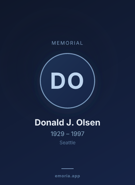 Memorial portrait of Donald J. Olsen