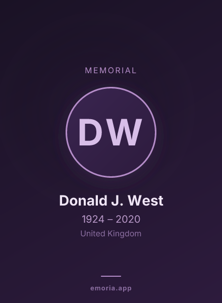 Memorial portrait of Donald J. West