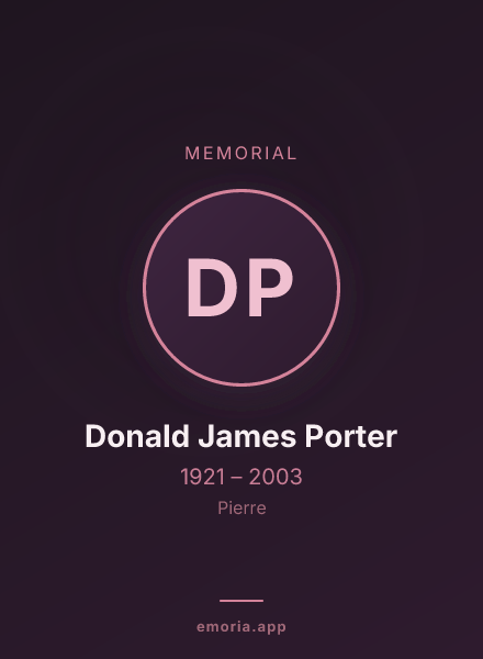 Memorial portrait of Donald James Porter