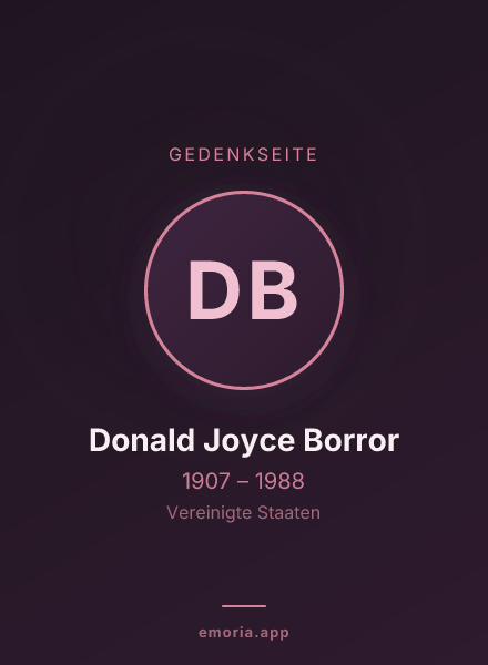 Gedenkportrait von Donald Joyce Borror