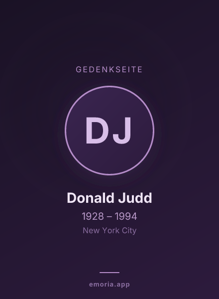 Gedenkportrait von Donald Judd
