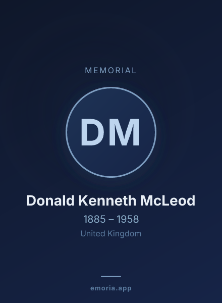 Memorial portrait of Donald Kenneth McLeod