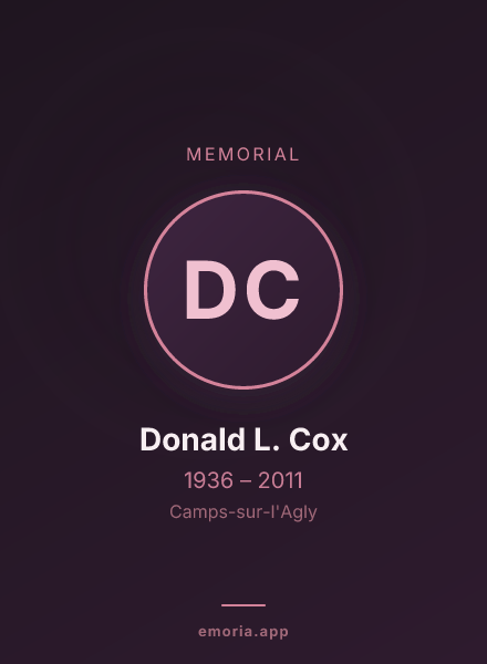 Memorial portrait of Donald L. Cox
