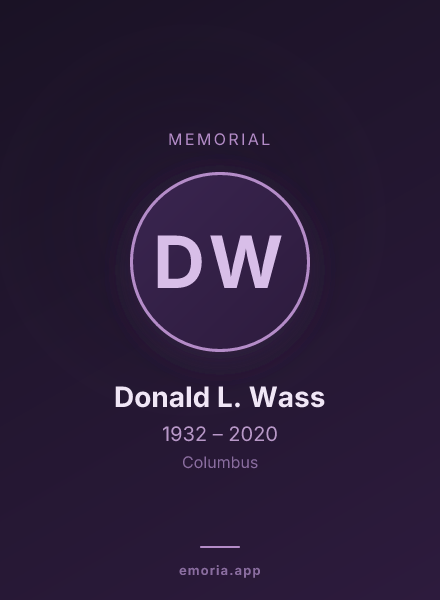 Memorial portrait of Donald L. Wass