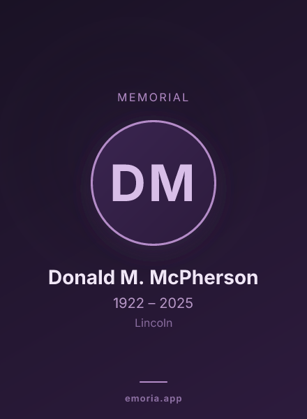 Memorial portrait of Donald M. McPherson