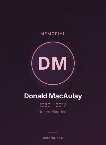 Memorial portrait of Donald MacAulay