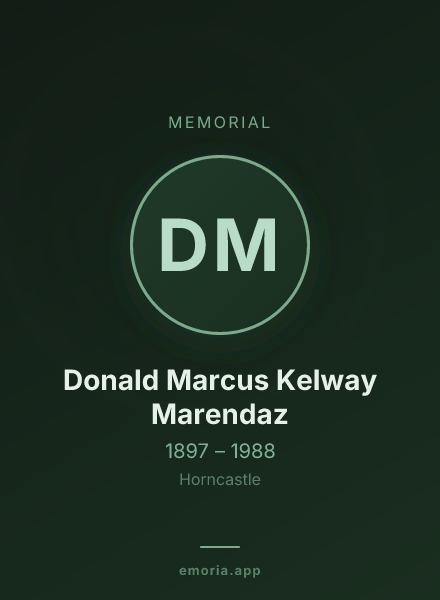 Memorial portrait of Donald Marcus Kelway Marendaz