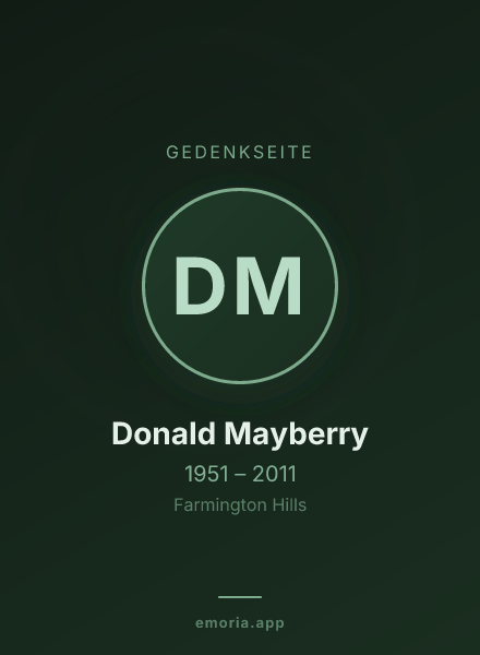 Gedenkportrait von Donald Mayberry