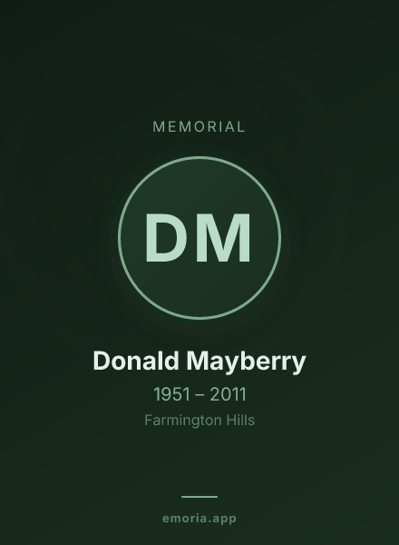 Memorial portrait of Donald Mayberry