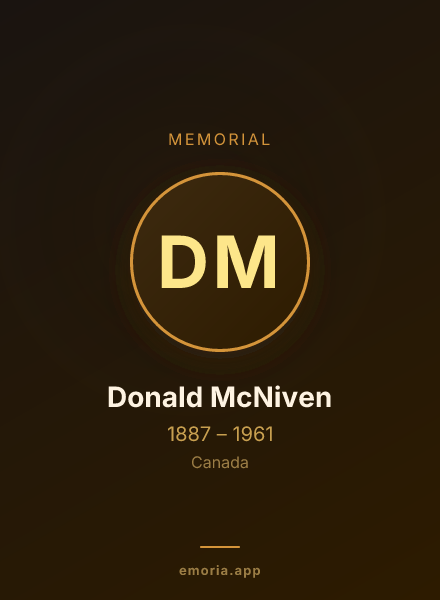 Memorial portrait of Donald McNiven