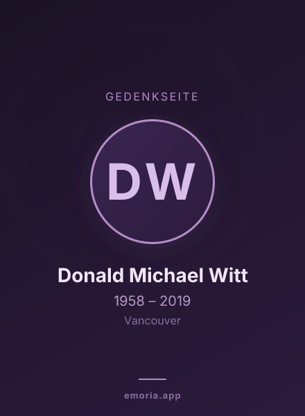 Gedenkportrait von Donald Michael Witt