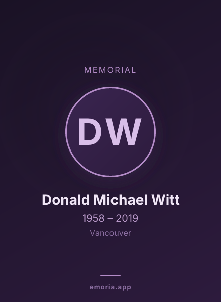 Memorial portrait of Donald Michael Witt