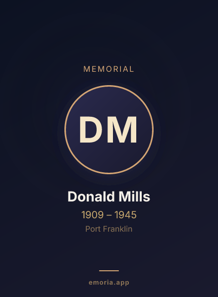 Memorial portrait of Donald Mills
