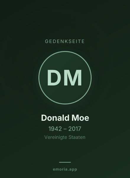 Gedenkportrait von Donald Moe