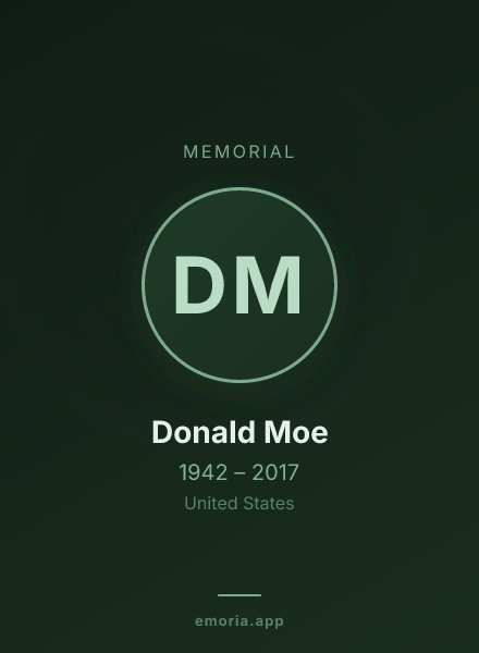 Memorial portrait of Donald Moe
