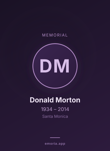 Memorial portrait of Donald Morton