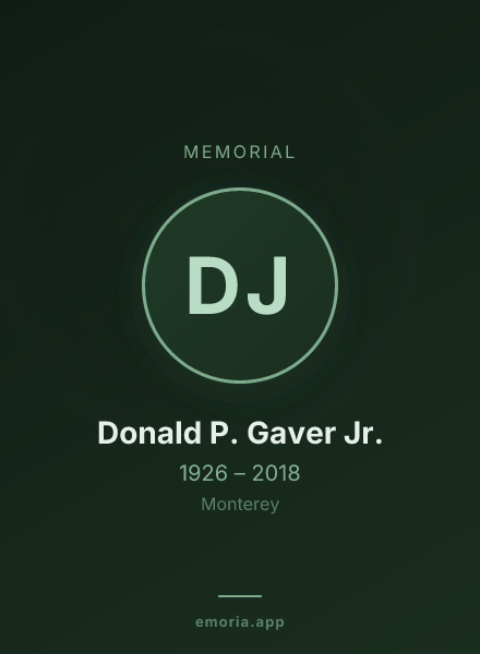 Memorial portrait of Donald P. Gaver Jr.