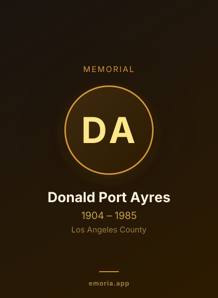 Memorial portrait of Donald Port Ayres