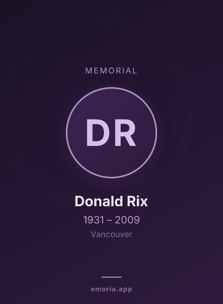 Memorial portrait of Donald Rix