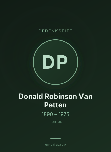 Gedenkportrait von Donald Robinson Van Petten