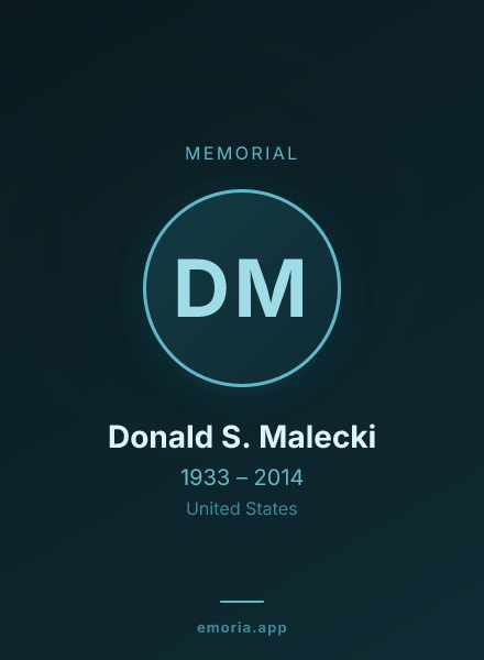 Memorial portrait of Donald S. Malecki
