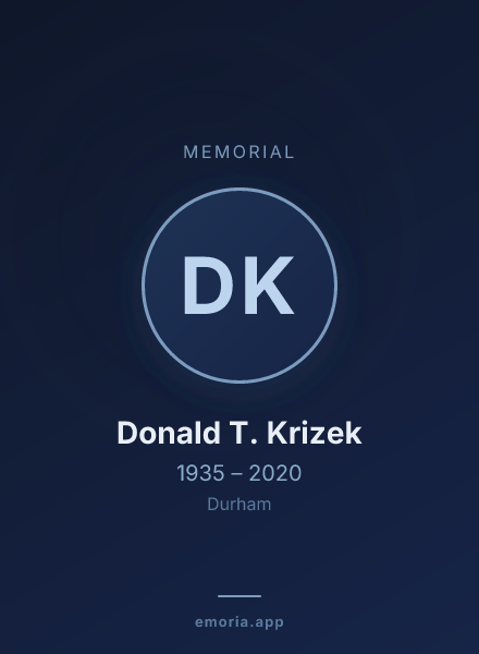 Memorial portrait of Donald T. Krizek