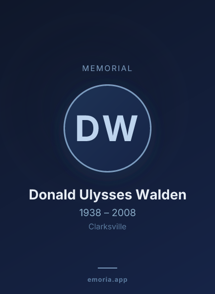 Memorial portrait of Donald Ulysses Walden