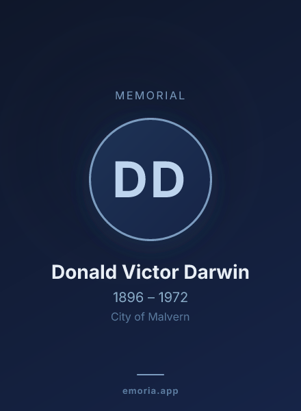 Memorial portrait of Donald Victor Darwin