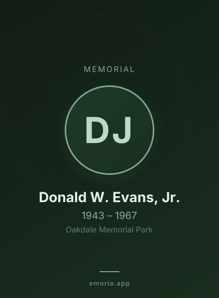 Memorial portrait of Donald W. Evans, Jr.