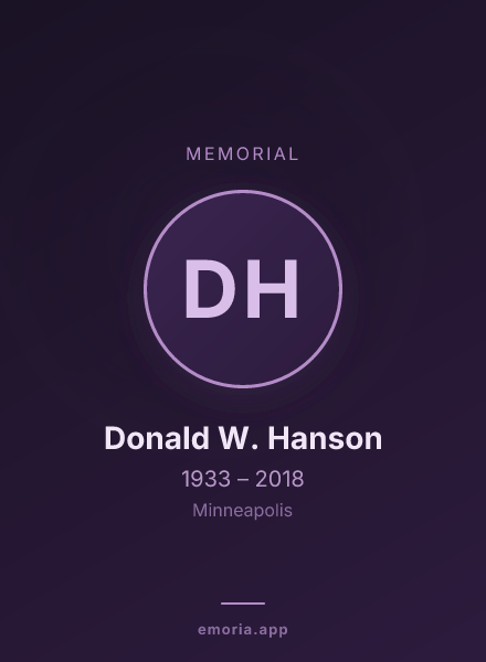 Memorial portrait of Donald W. Hanson