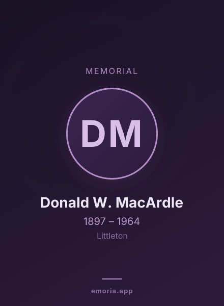 Memorial portrait of Donald W. MacArdle