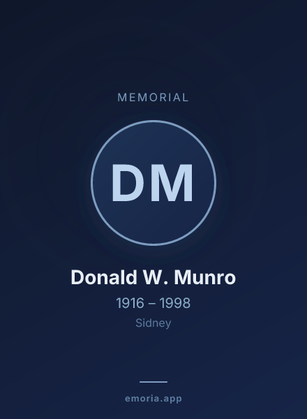 Memorial portrait of Donald W. Munro