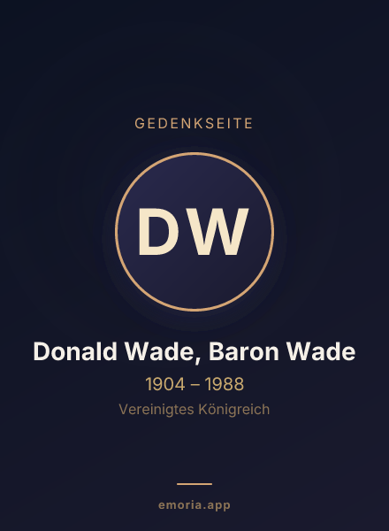 Gedenkportrait von Donald Wade, Baron Wade
