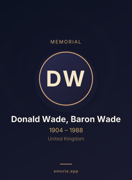 Memorial portrait of Donald Wade, Baron Wade