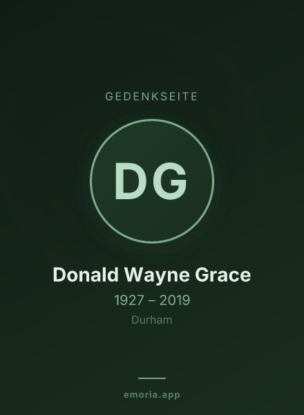Gedenkportrait von Donald Wayne Grace