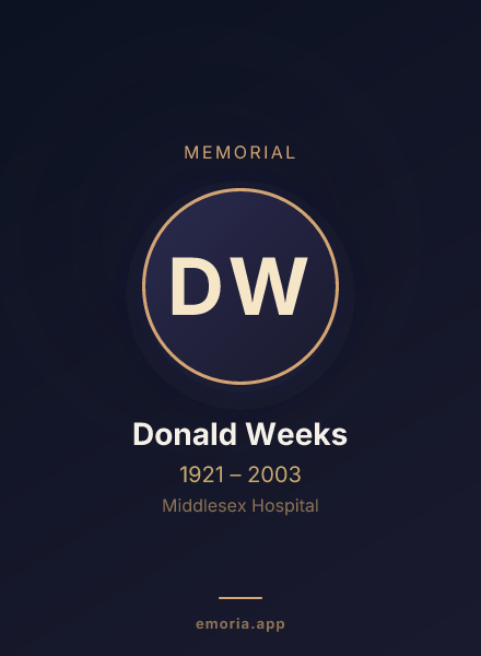 Memorial portrait of Donald Weeks